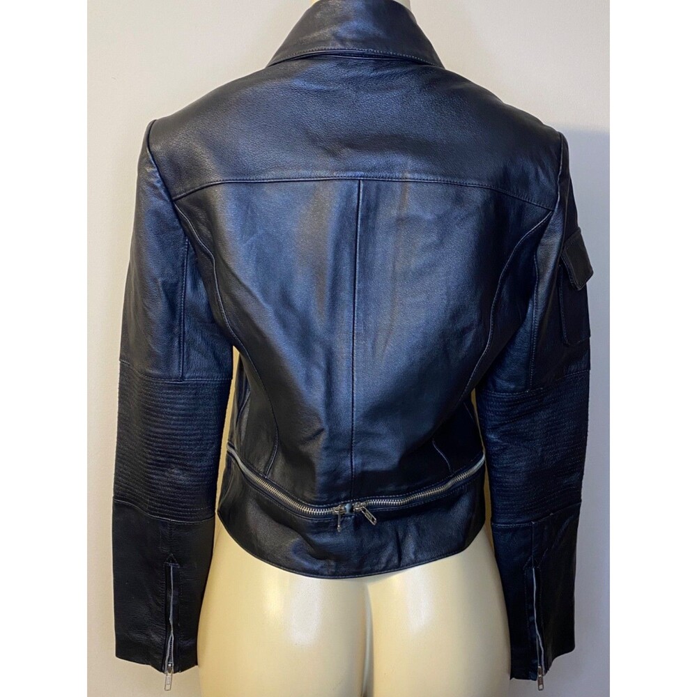 OXYHO Sorento Women's Black Leather Biker Moto Grunge Motorcycle Jacket Size M - Picture 2 of 10